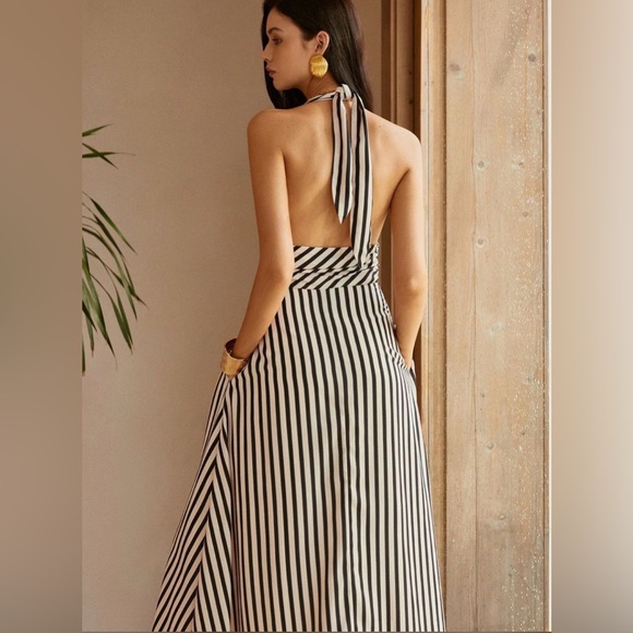 Commense Brown and White Striped Maxi Dress - Picture 2 of 4